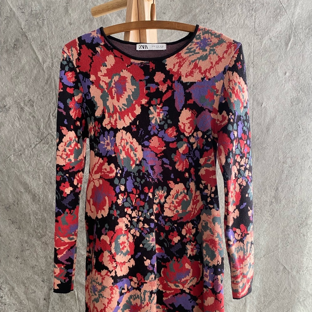 ZARA Jacquard Knit Tunic Sweater Dress